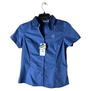 Clique Shirt Women's Size Medium Fitted Button Front Short Sleeves Top NEW
